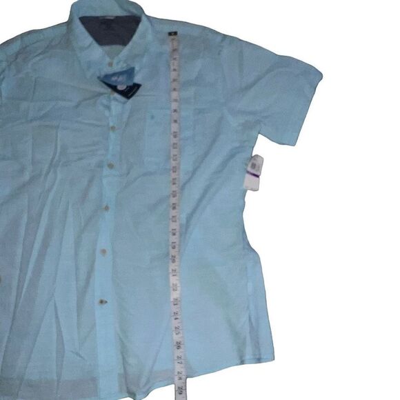 NWT IZOD Saltwater ￼Turquoise & White Striped Short Sleeve Button Down Size XXL - Picture 5 of 6